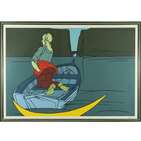 Valerio Adami (Bologna 1935) "Senza titolo" 70x100 cm. litografia a colori,...