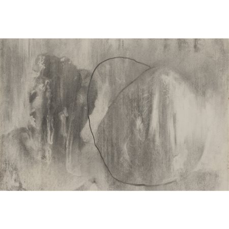 Omar Galliani (Montecchio 1954) "Senza titolo" 31x46 cm. carboncino su carta,...