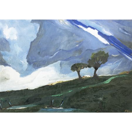 Franco Viola (Gaeta 1953) "Due ulivi" 2001 50x70 cm. olio su tela, firmato in...