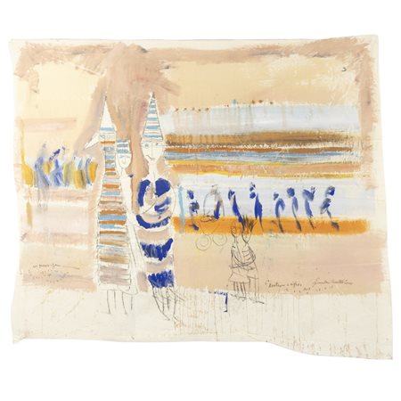 Giancarlino Benedetti Corcos (Roma 1954) "Teatrino a righe" 2008 132x156 cm....