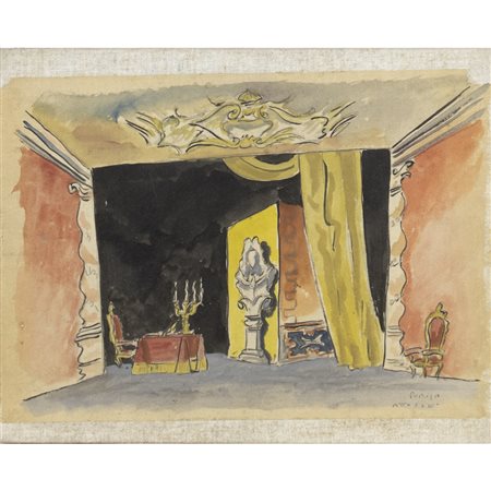 Alfredo Furiga (Olginasio 1903 - Roma 1972) "Scenografia settecentesca atto I...