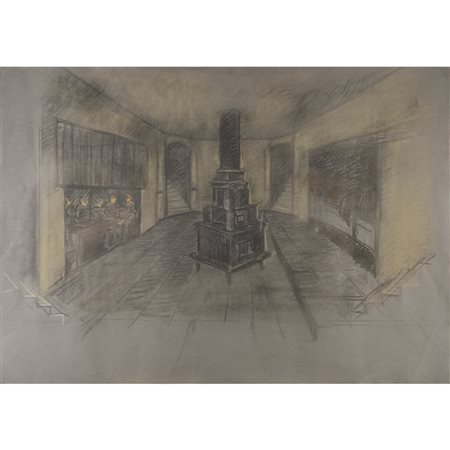 Danilo Donati (Luzzara 1926 - Roma 2001) "Scena d'interno" 70x100 cm....
