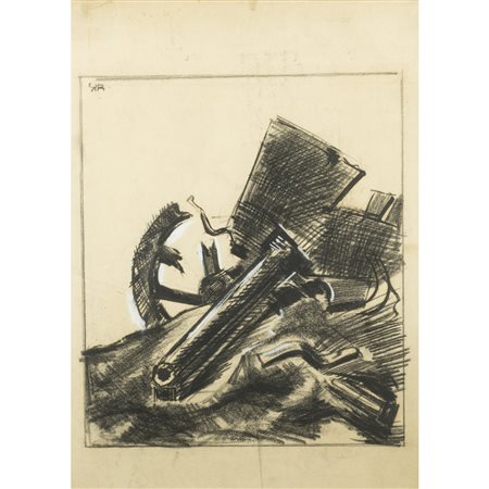 Mario Sironi (Sassari 1885 - Milano 1961) "Il cannone" 1937-38 54x44,5 cm....