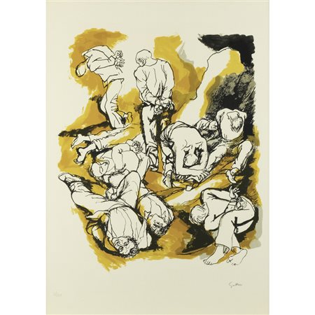 Renato Guttuso (Bagheria 1911 - Roma 1987) "Gott mit Uns" 1981 70x50 cm....