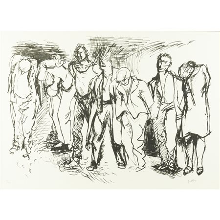 Renato Guttuso (Bagheria 1911 - Roma 1987) "Gott mit Uns" 1981 50x70 cm....