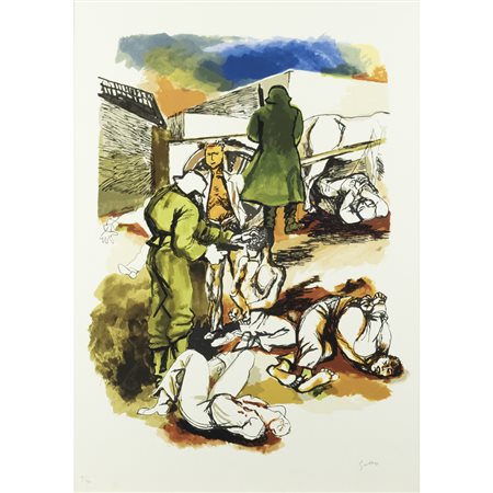 Renato Guttuso (Bagheria 1911 - Roma 1987) "Gott mit Uns" 1981 70x50 cm....