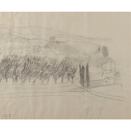 Edita Broglio (Smiltene 1886 - Roma 1977) "Paesaggio toscano" 1947 44,5x54,5...