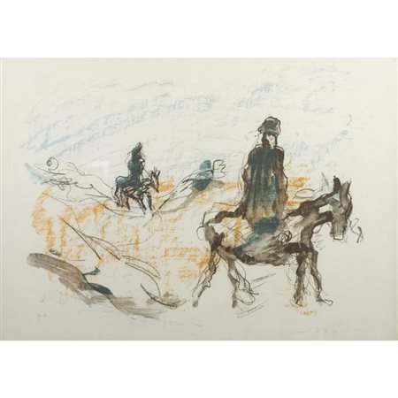 Ernesto Treccani (Milano 1920 - 2009) "Senza titolo" 50x70 cm. litografia a...