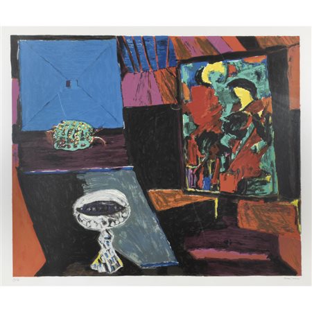 Bruno Cassinari (Piacenza 1912 - Milano 1992) "Interno con natura morta"...