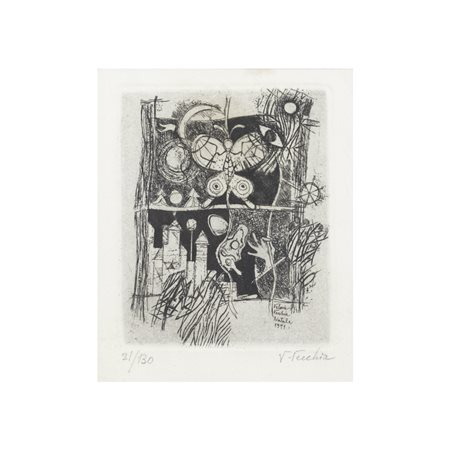 Valeria Vecchia (Napoli 1923 - Acilia 1986) "Senza titolo" 1971 14,5x12 cm....