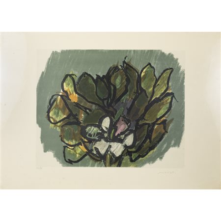 Ennio Morlotti (Lecco 1910 - Milano 1992) "Natura morta" 50x70 cm. litografia...