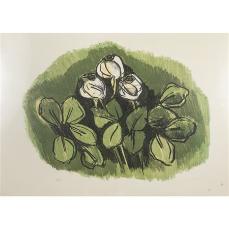 Ennio Morlotti (Lecco 1910 - Milano 1992) "Natura morta" 50x70 cm. litografia...