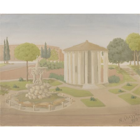 Mauro Chessa (Torino 1933 - 2022) "Tempio di Vesta" 1950 40,5x50 cm. olio su...