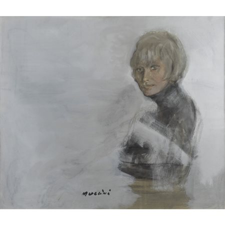 Marcello Muccini (Roma 1926 - 1978) "Ritratto femminile" 1973 60x70 cm. olio...