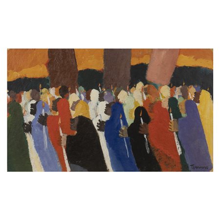Saverio Terruso (Monreale 1939 - Milano 2003) "Processione" 1972 30,5x50 cm....
