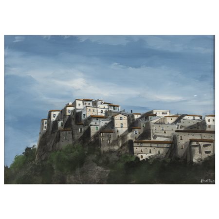 Enotrio Pugliese (Buenos Aires 1920 - Pizzo 1989) "Paesaggio calabrese" 50x70...