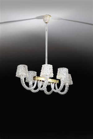 BAROVIER & TOSO<BR>Lampadario a sei braccia