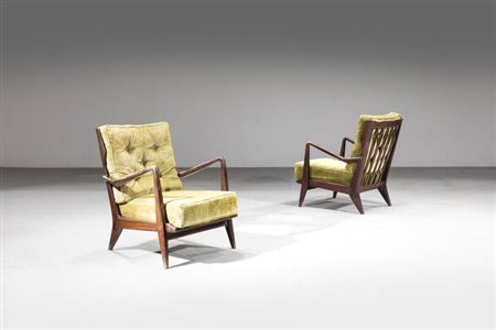 GIO PONTI<BR>Milano 1891 - 1979<BR>Coppia di poltrone mod. 516
