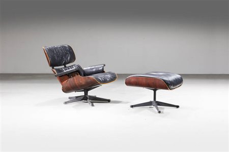 CHARLES E RAY EAMES<BR>Poltrona mod. 670/B e poggiapiedi mod. 671/B