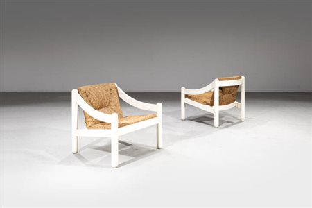 VICO MAGISTRETTI<BR>Coppia di poltrone mod. Carimate