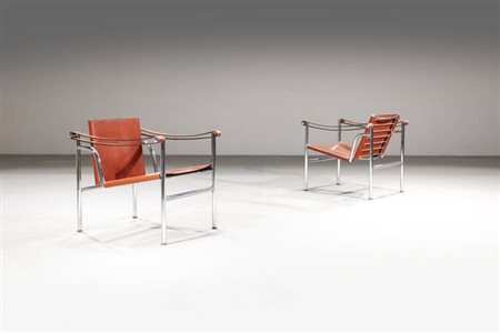 LE CORBUSIER<BR>Coppia di poltrone mod. LC1