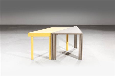 MASSIMO MOROZZI<BR>Coppia di tavoli mod. Tangram