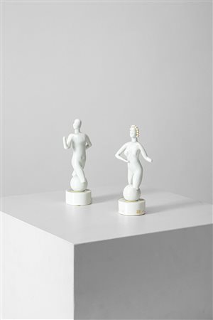 Napoleone Martinuzzi (Murano 1892 - Venezia 1977)  - Coppia di figurine, 1930 circa