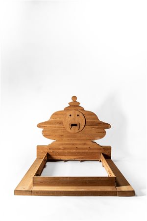 Mario Ceroli (Castel Frentano 1938)  - Letto modello 'Bocca della Verità' della serie 'Mobili nella Valle', 1972