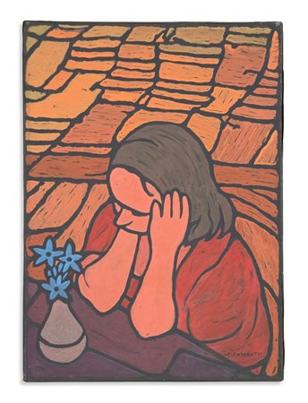 CASORATI FELICE (1883 - 1963) - FIGURA COI FIORI.