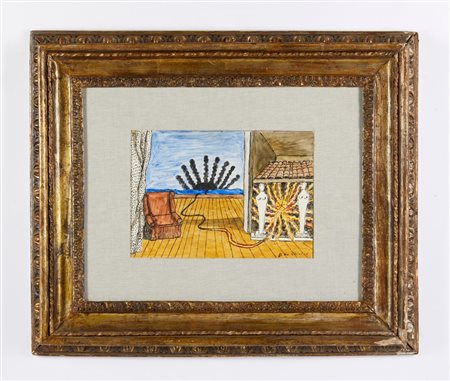 DE CHIRICO GIORGIO (1888 - 1978) - IL SOLE NEL CAMINETTO (ANNI'70 circa).