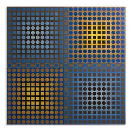 VASARELY VICTOR (1906 - 1997) - EG-1-2 YELLOW/BLUE.
