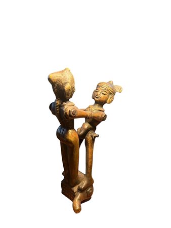 Scultura erotica in bronzo cm 12 arte orientale Kamasutra manifattura antica 