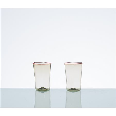 CARLO SCARPA, Due bicchieri della serie “Esagonale” in vetro