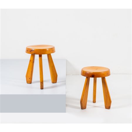 CHARLOTTE PERRIAND, Coppia di sgabelli modello “Sandoz”