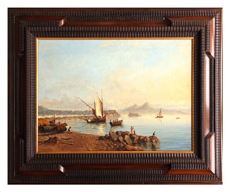 Alessandro La Volpe (Lucera (Foggia) 1820 - Roma 1887),Attribuito a, Veduta di Napoli da Margellina