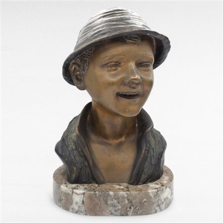 Giovanni De Martino (Napoli 1870 - 1935), attribuito a, Busto di fanciullo con cappello