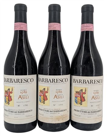 BARBARESCO, "Asili", Produttori del Barbaresco, 1988 - 3 bottiglie (1 elt)

Il