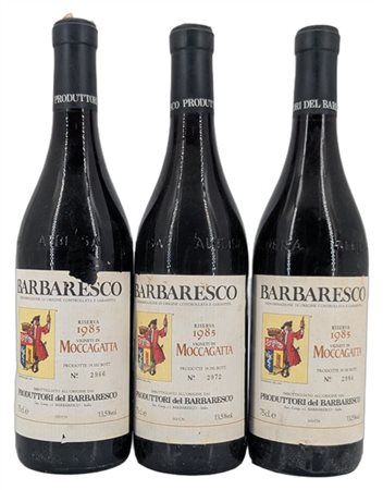 BARBARESCO, "Moccagatta", Produttori del Barbaresco, 1985 - 3 bottiglie (1 ela)