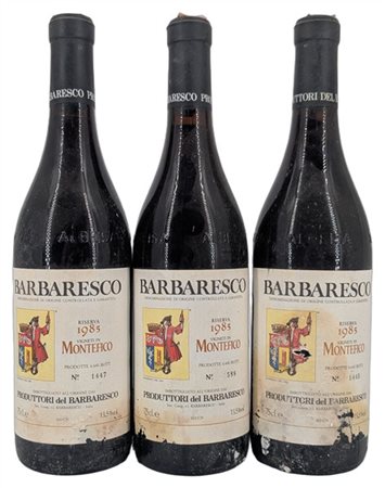 BARBARESCO, "Montefico", Produttori del Barbaresco, 1985 - 3 bottiglie (ela, el