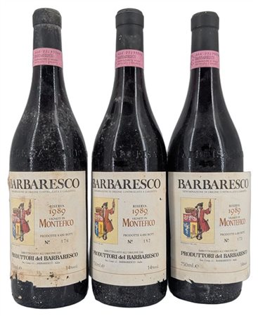 BARBARESCO, "Montefico", Produttori del Barbaresco, 1989 - 3 bottiglie (ela, el