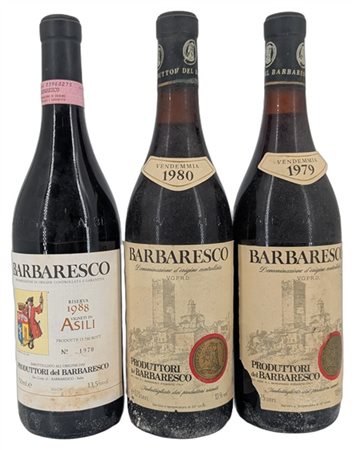 BARBARESCO, 1 de 1979 e 1 de 1980 e 1 "Asili", 1988, Produttori del Barbaresco