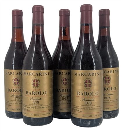 BAROLO, 1 La Serra"et 4 "Bunate"1978 - 5 bottiglie (1 B, 1 MB, 1 LB)

Il presen