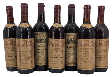BAROLO, 2 Antiche Cantine della Abbazia dell'Annunziata Ratti, 1964 e 5 Cantina