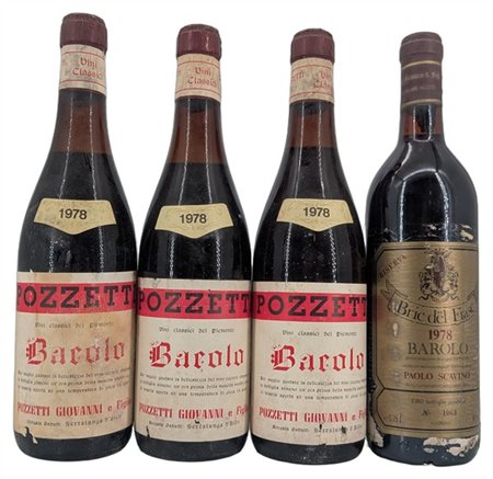 BAROLO, 3 Giovanni Pozzetti, 1978 e 1 "Bric del Fiasc", Paolo Scavino, 1978 - 4