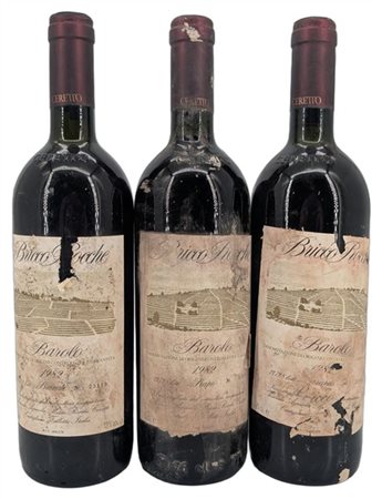 BAROLO, Bricco Rocche, 1 Prapo e 2 Brunate, Castiglione Falletto, 1982 - 3 bott