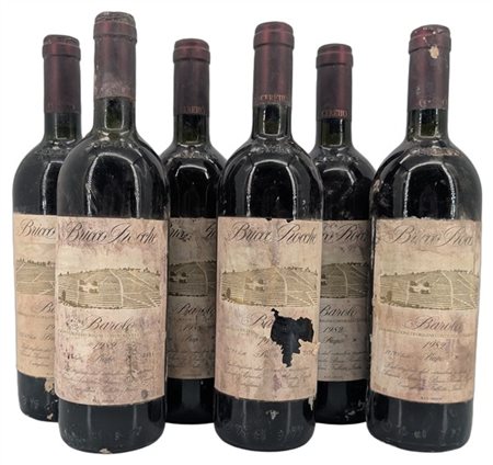 BAROLO, Bricco Rocche, 5 Prapo e 1 Brunate, Castiglione Falletto, 1982 - 6 bott