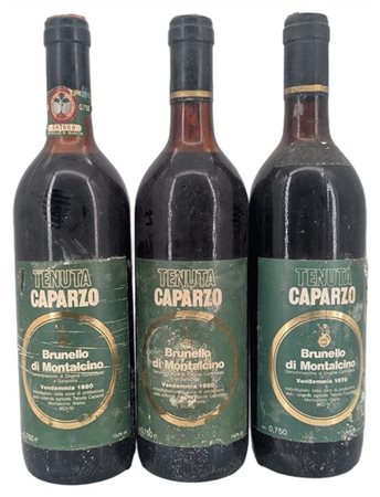 BRUNELLO DI MONTALCINO, Tenuta Caparzo 1 de 1978 e 2 de 1980 - 3 bottiglie (MB/