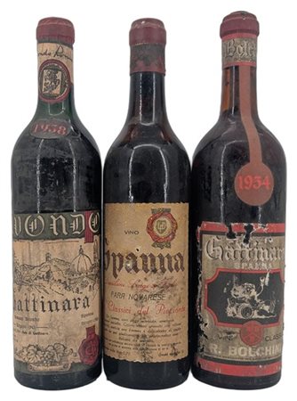 GATTINARA, Spanna, 1 Avondo, 1958, 1 Fara Novarese, 1 Bolchini, 1954 - 3 bottig