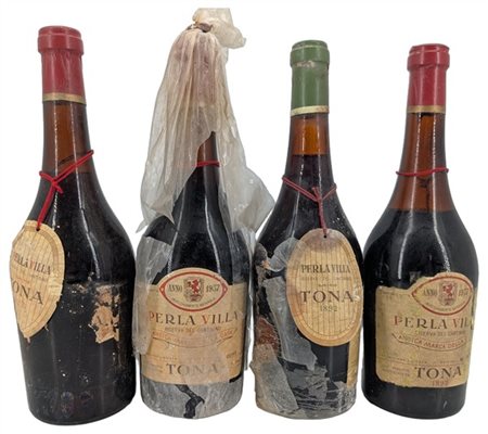 PERLA VILLA, riserva del Cantinino, Tona, 1957 - 4 bottiglie (1 B, 1 LB, 2 eta,