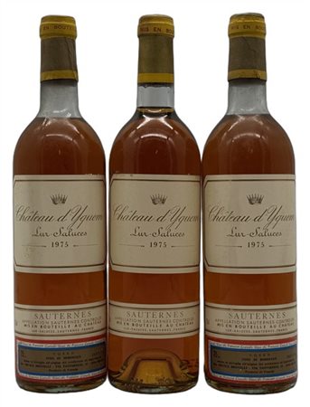 CH. D'YQUEM, 1er cru classé, Sauternes, 1975 - 3 bottiglie (2 TLB, etls)

Il pr